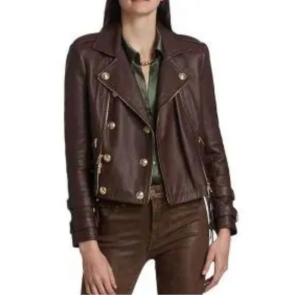 NWT L'Agence Billie Belted Leather Jacket Sz:XS